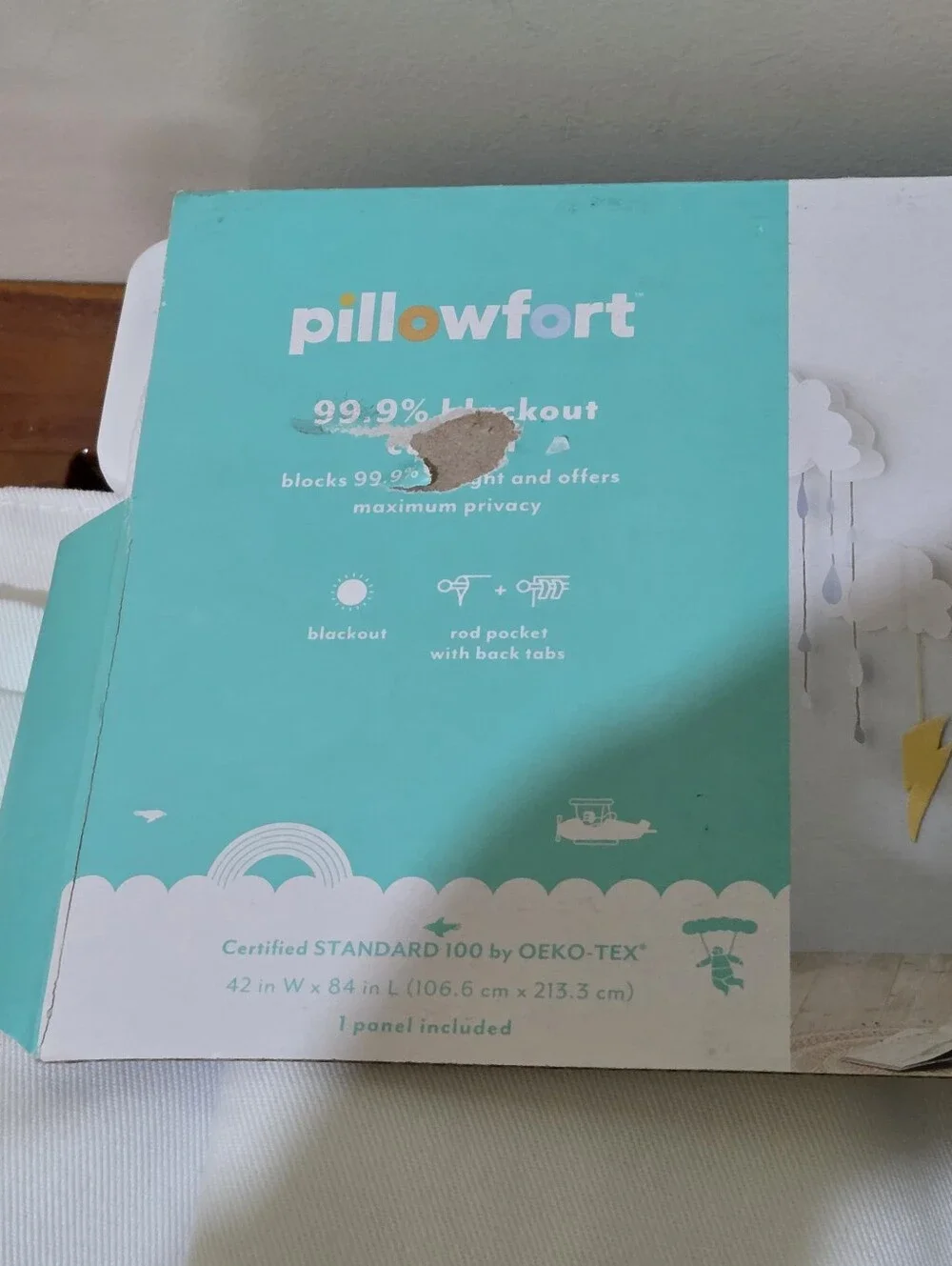 Pillowfort White Blackout Twill Solid Kids' (2) Panel  Curtain Size 42